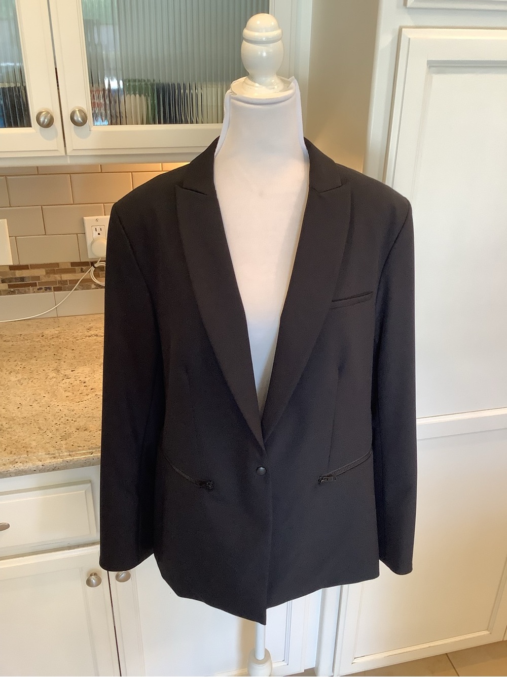 Quince Black Scuba Women's Blazer Jacket Size XL